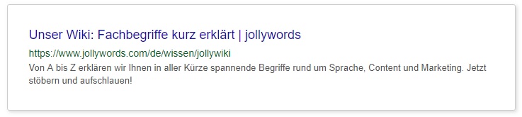 jolly, serp snippet, Beispiel